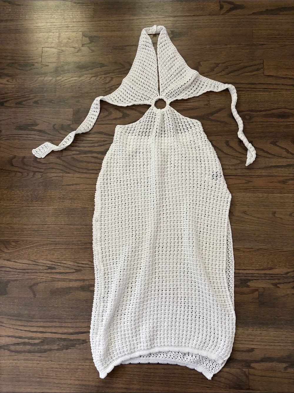SHEIN White Crochet Halter Swim Coverup